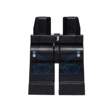 black hips and legs with dark blue seams and knee pads and silver zipper pulls pattern