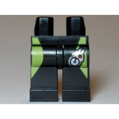 black hips and legs with lime stripes on sides and pressure gauge pattern