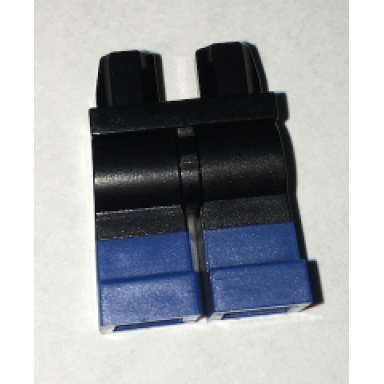 black hips and legs with molded blue lower legs boots pattern