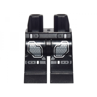 black hips and legs with dark silver and silver belt and knee straps dark bluish gray armor plates pattern