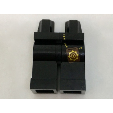 black hips and legs with gold badge on hip chain pattern