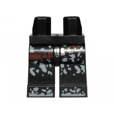 black hips and legs with sw reddish brown belt with silver buckle and dirt stains pattern