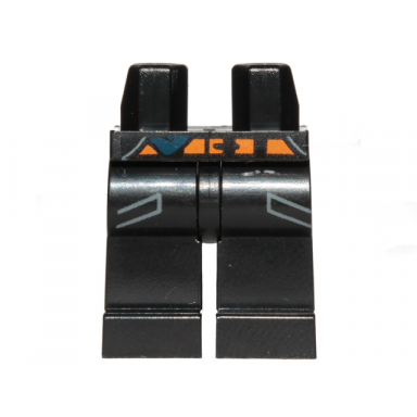black hips and legs with pockets and orange belt pattern