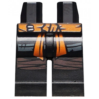 black hips and legs with orange sash and knee wrappings pattern