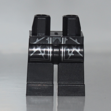 black hips and legs with silver robe pattern