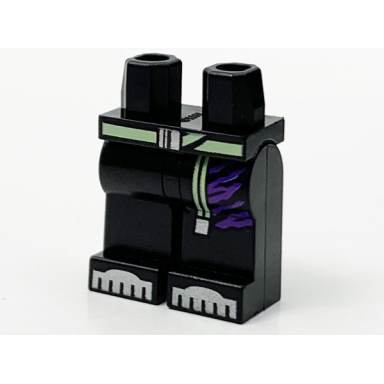 black hips and legs with lime belt long end dark purple stripes and silver armor toes pattern