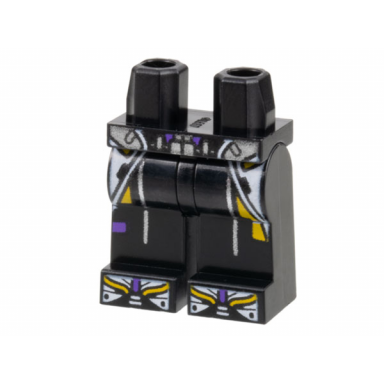 black hips and legs with white armor yellow and dark purple trim pattern