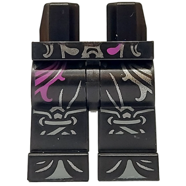 black hips and legs with magenta and silver swirls dark bluish gray knees and toes pattern