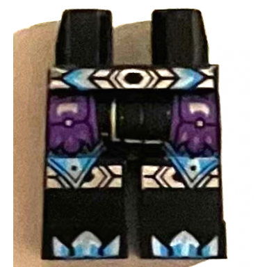 black hips and legs with dark purple robe ends silver and dark azure belt knee pads and shoe tips pattern