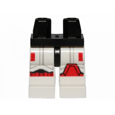 black hips and white legs with sw stormtrooper black light bluish gray and red markings pattern