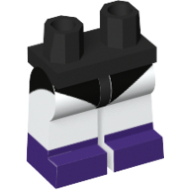 black hips and white legs with black leotard and dark purple shoes pattern