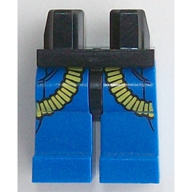 black hips and blue legs with yellow ribbed hoses pattern