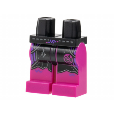 black hips and magenta legs with black loincloth smily face dark purple trim pattern