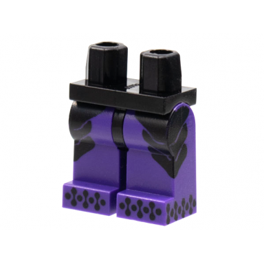 black hips and dark purple legs with black side panels connected dots on toes pattern