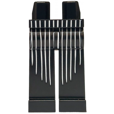 black hips and long legs completely hollow with 12 narrow white vertical stripes pattern