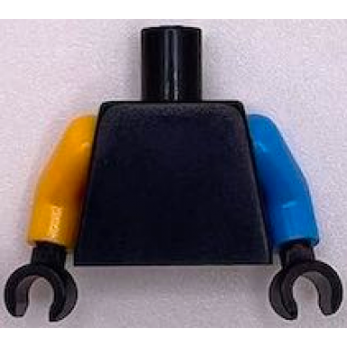 black torso plain medium azure arm left bright light orange arm right black hands