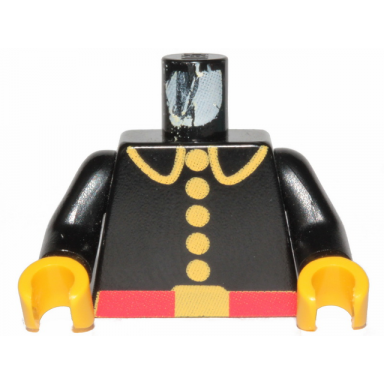 black torso fire uniform with red belt and yellow lapels buttons and buckle pattern black arms yellow hands
