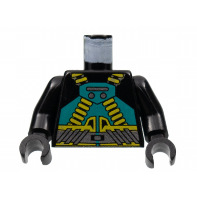 black torso aquazone aquaraider dark turquoise and yellow crossed belts pattern black arms black hands