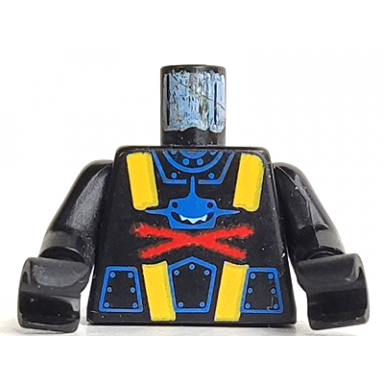 black torso aquazone aquashark blue shark with red x pattern black arms black hands