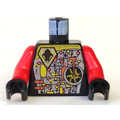 black torso space ufo circuitry with red lever pattern red arms black hands