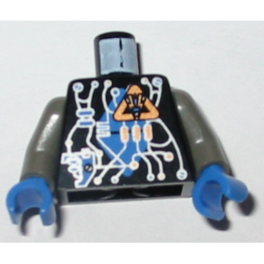 black torso space insectoids blue diamond under circuitry pattern dark gray arms blue hands