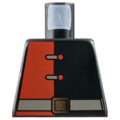 torso alpha team shirt with red panel and buttons dark gray belt with gold buckle pattern