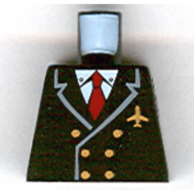 torso airplane pilot suit double breasted red tie gold buttons and logo pin pattern