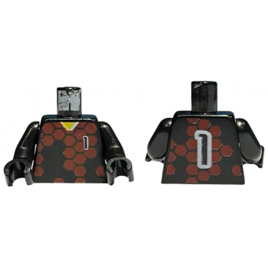 black torso soccer uniform shirt with dark red hexagons number 1 yellow neck pattern black arms black hands