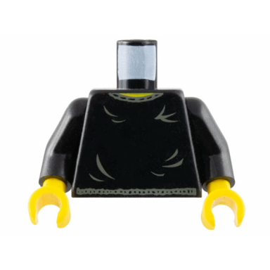 black torso harry potter small gray collar and belt gray ripples pattern black arms yellow hands