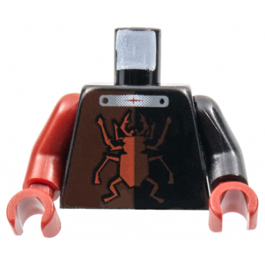 black torso alpha team minion scarab without silver outline and x pattern black arm left dark red arm right dark red hands