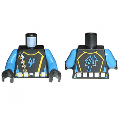 black torso aquazone aquaraiders ii trident silver belt and zipper pattern medium blue arms black hands