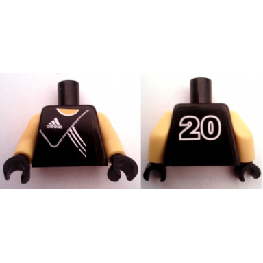 black torso soccer adidas logo black no 20 pattern stickers yellow arms black hands