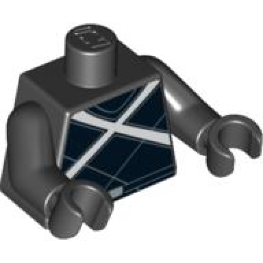 black torso speed racer white x and belt pattern black arms black hands