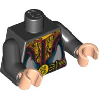 black torso speed racer gold snakeskin collar and belt with two snakes pattern black arms light nougat hands