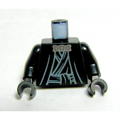 black torso sw layered shirt robe tie silver neck clasp pattern black arms black hands