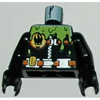 black torso agents villain wetsuit with zipper and green slime pattern black arms black hands