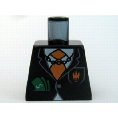 torso agents villain suit with orange tie and cash in pocket dollar sign on back pattern