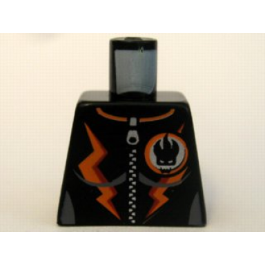torso agents villain female with zipper and orange lightning bolts pattern