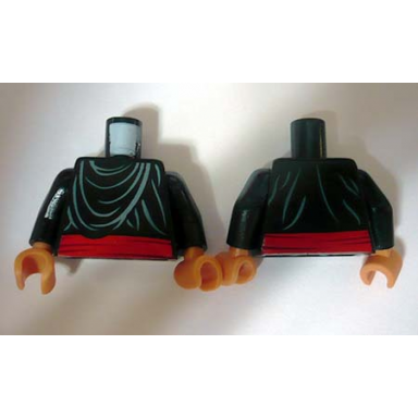 black torso indiana jones with layered shirt and red belt pattern black arms nougat hands