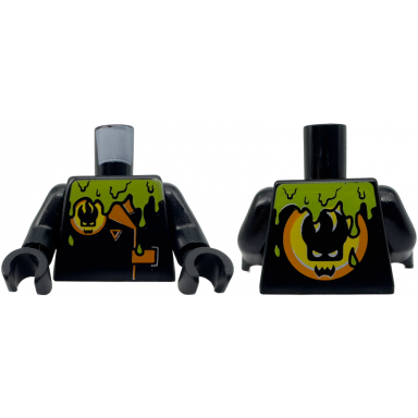 black torso agents villain jacket with orange lapels and buckle and lime slime pattern black arms black hands