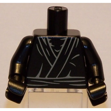 black torso ninja layered robe with belt pattern black arms black hands