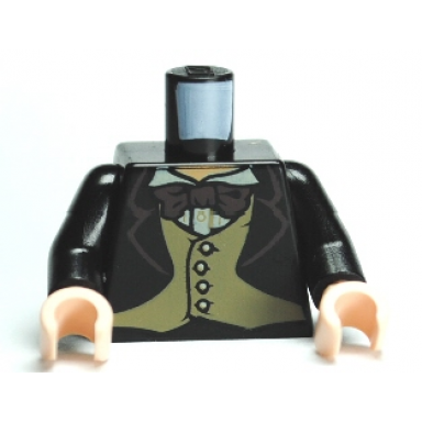 black torso harry potter jacket formal with 4 button vest and brown bow tie pattern black arms light nougat hands
