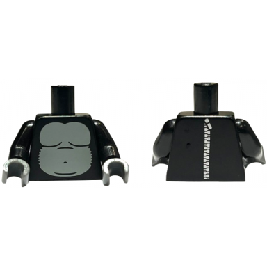 black torso suit with light bluish gray gorilla body and zipper on back pattern black arms dark bluish gray hands