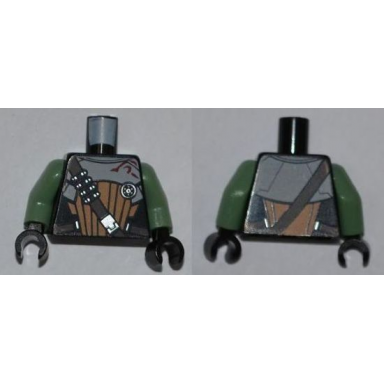 black torso sw armor strap with ammo red symbol round badge pattern embo sand green arms black hands