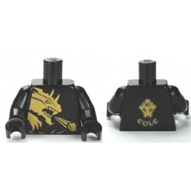 black torso ninjago gold dragon front and gold lion and cole back pattern black arms black hands