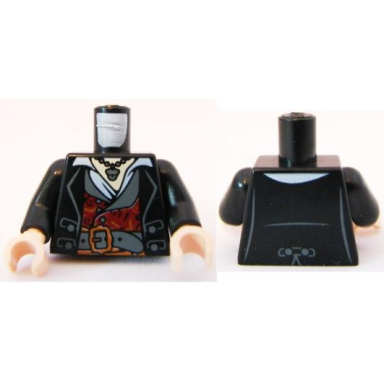 black torso potc topcoat with red and gold vest and dark bluish gray belt pattern black arms light nougat hands