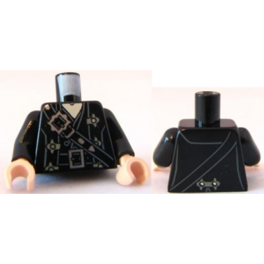 black torso potc overcoat with belts and gold fleur-de-lis buckles pattern black arms light nougat hands
