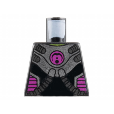 torso alien silver armor breastplate with dark silver hoses magenta circle logo and side panels lime neck pattern