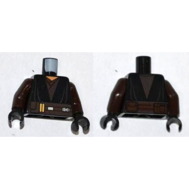 black torso sw jedi robe dark brown belt pattern anakin clone wars dark brown arms black hands