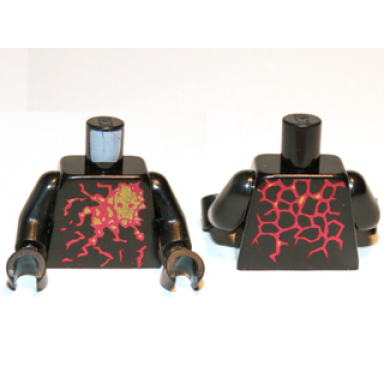 black torso ninjago red energy pattern nrg cole black arms black hands